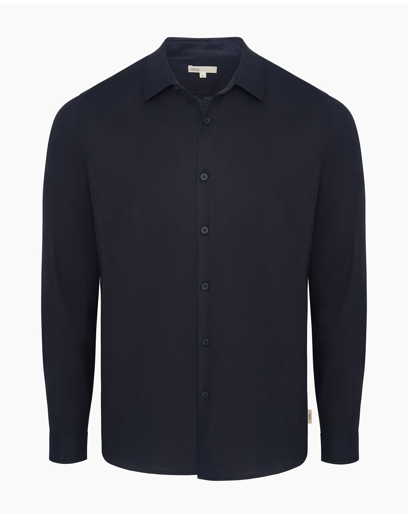 Men | Stretch Linen Long Sleeve Shirt | Midnight