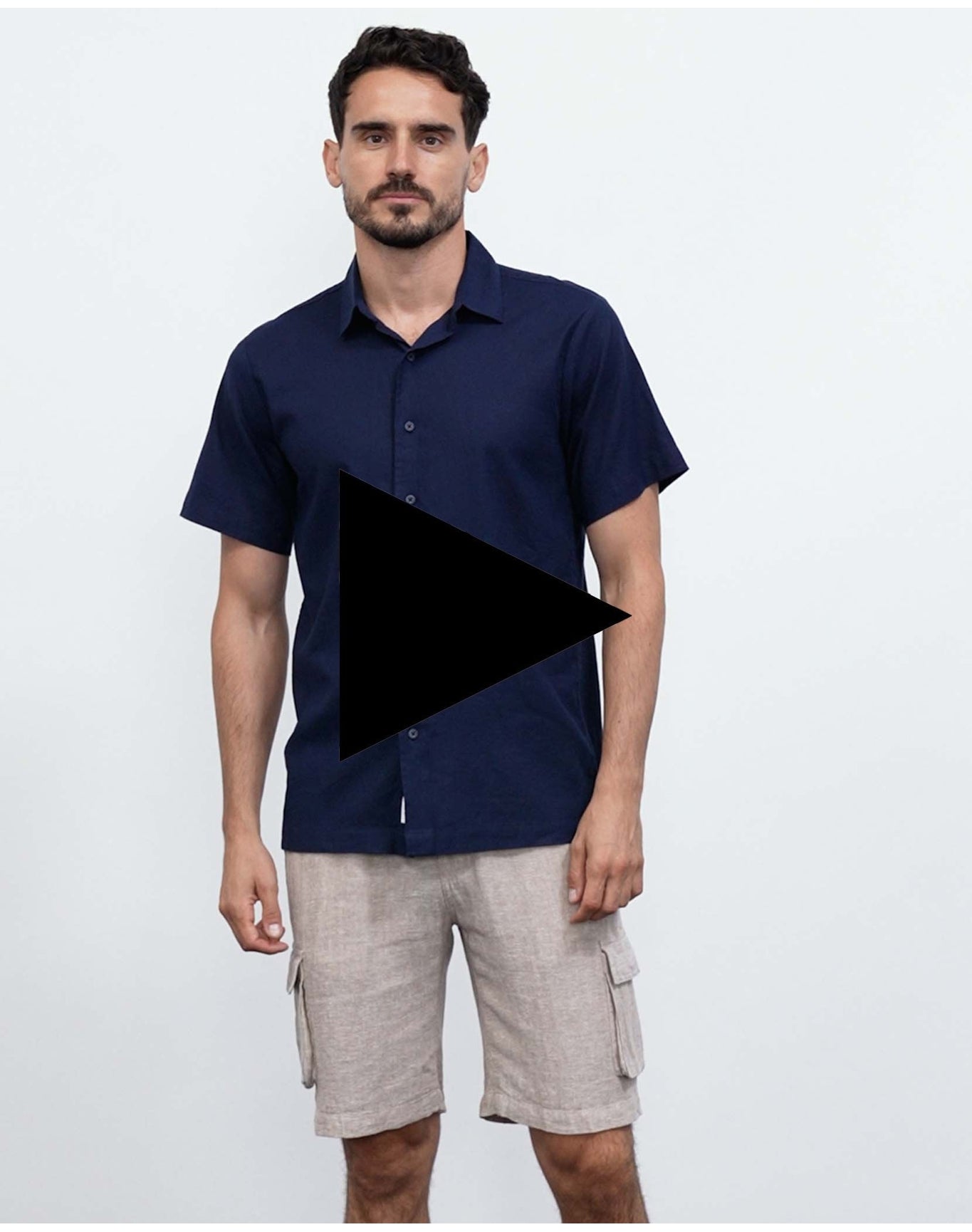 Men | Stretch Linen Pull On Cargo Short | Navy