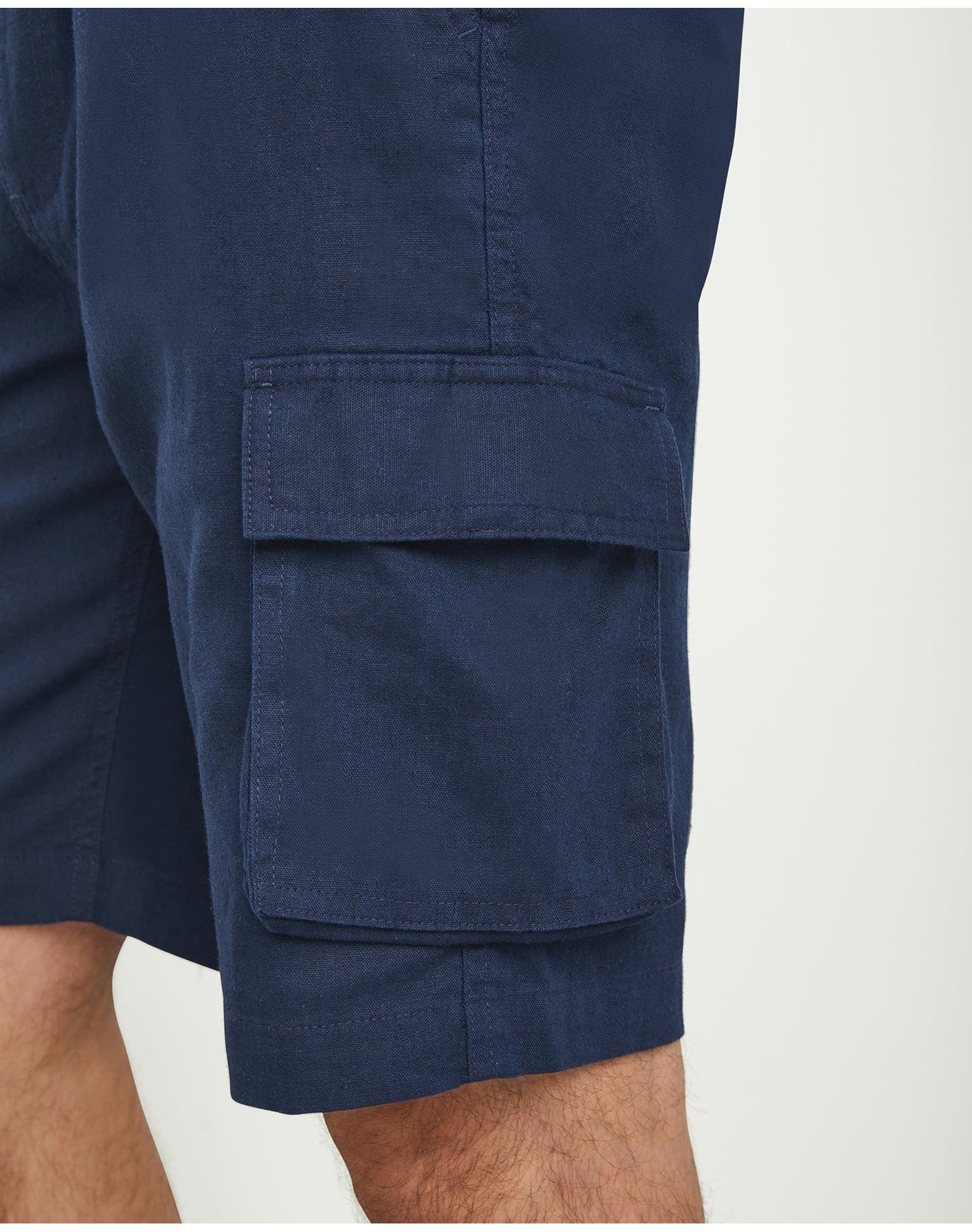 Men | Stretch Linen Pull On Cargo Short | Navy