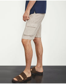Men | Stretch Linen Pull On Cargo Short | Navy