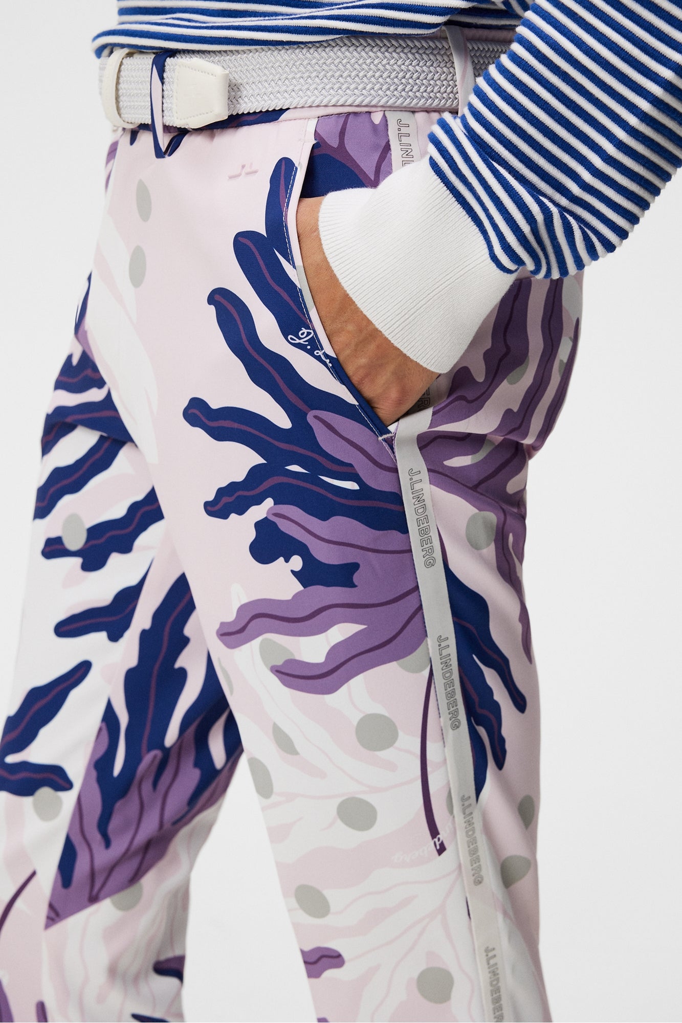 Men | Stuart Print Stripe Pant | Paradise Monstera Pink