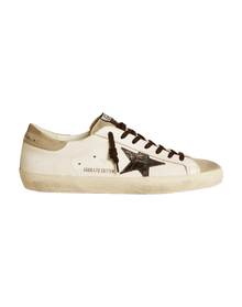 Men | Super-Star Ltd with Black Croc-Print Leather Star & Suede Inserts | White x Black x Taupe