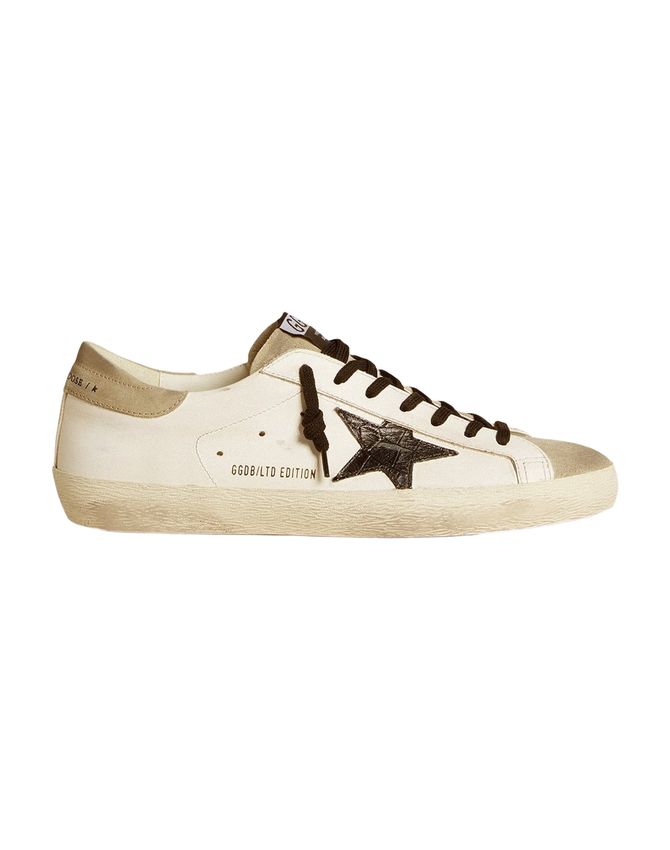 Men | Super-Star Ltd with Black Croc-Print Leather Star & Suede Inserts | White x Black x Taupe