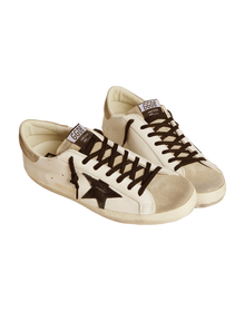 Men | Super-Star Ltd with Black Croc-Print Leather Star & Suede Inserts | White x Black x Taupe