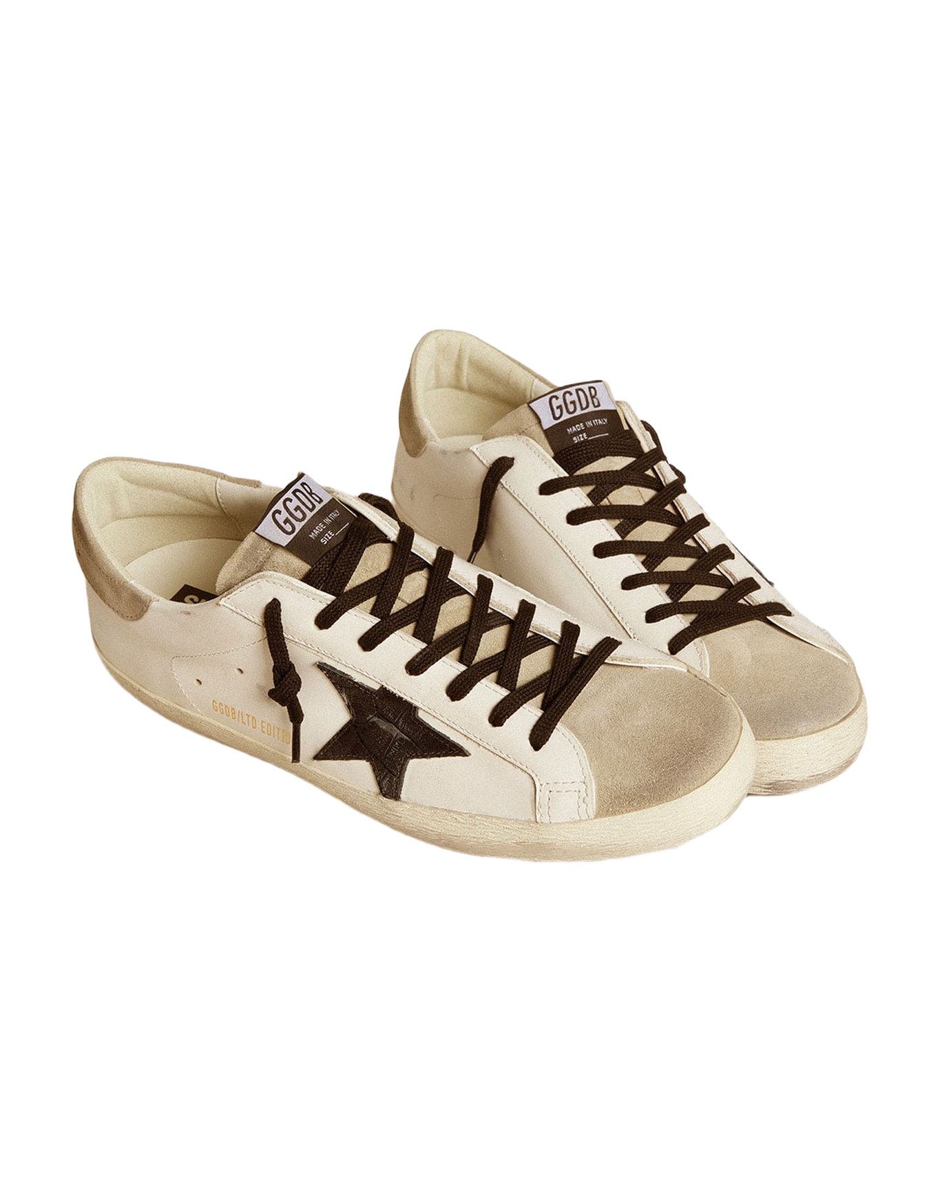 Men | Super-Star Ltd with Black Croc-Print Leather Star & Suede Inserts | White x Black x Taupe