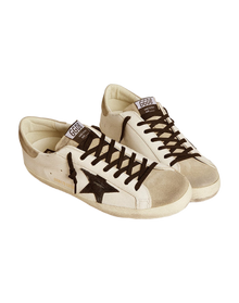 Men | Super-Star Ltd with Black Croc-Print Leather Star & Suede Inserts | White x Black x Taupe