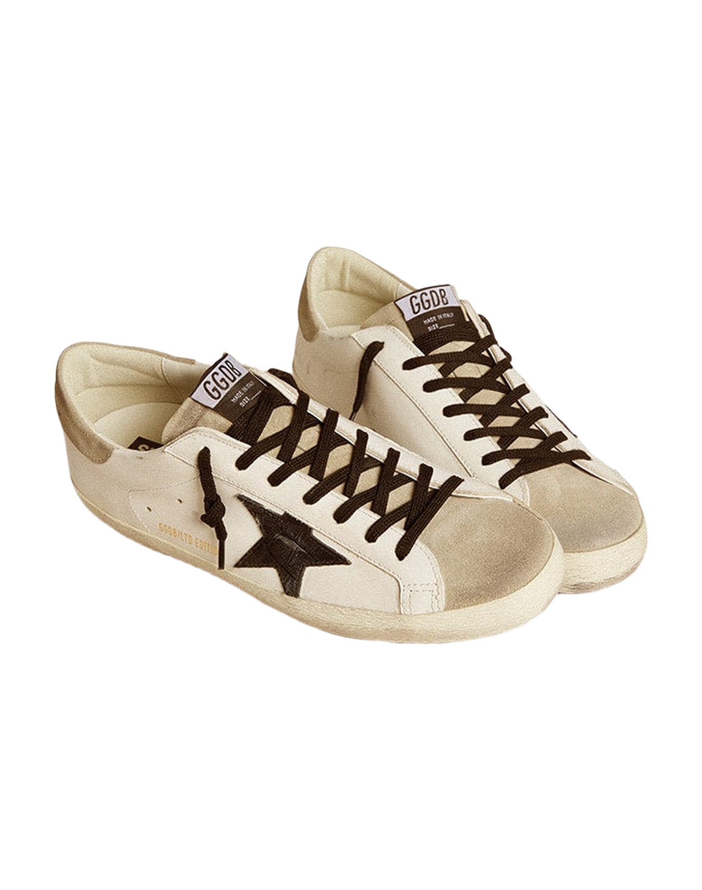 Men | Super-Star Ltd with Black Croc-Print Leather Star & Suede Inserts | White x Black x Taupe