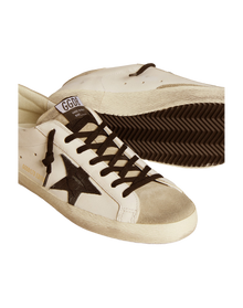 Men | Super-Star Ltd with Black Croc-Print Leather Star & Suede Inserts | White x Black x Taupe