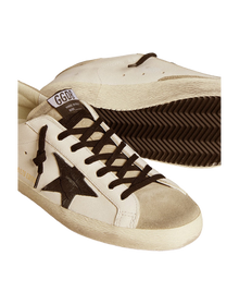 Men | Super-Star Ltd with Black Croc-Print Leather Star & Suede Inserts | White x Black x Taupe