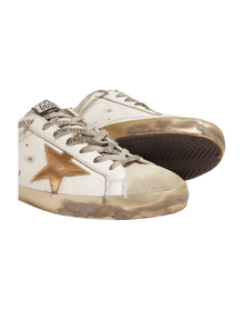 Men | Super-Star Sneakers with Midnight-Blue Corduroy Velvet Heel Tab | White x Ice x Gold x Night Blue