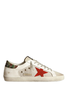 Men Super-Star Sneakers with Suede Star and Camouflage-Print Leather