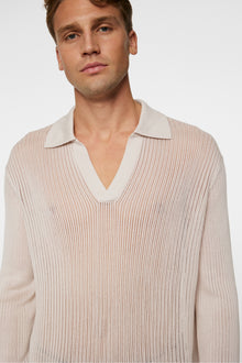 Men | Toni Open Collar Knit Polo | Moonbeam