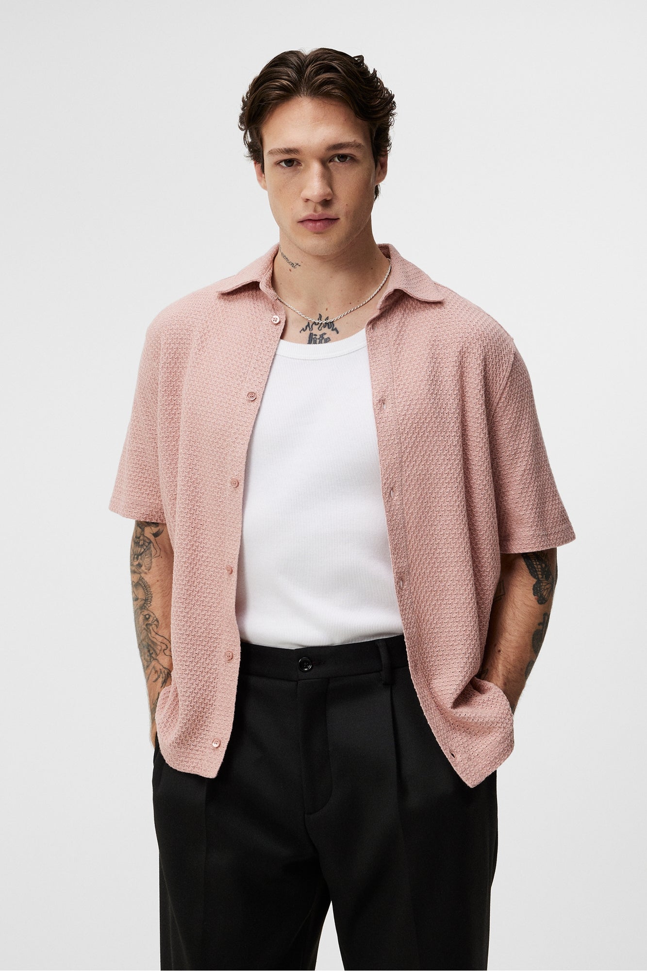 Men | Torpa Airy Structure Shirt | Powder Pink