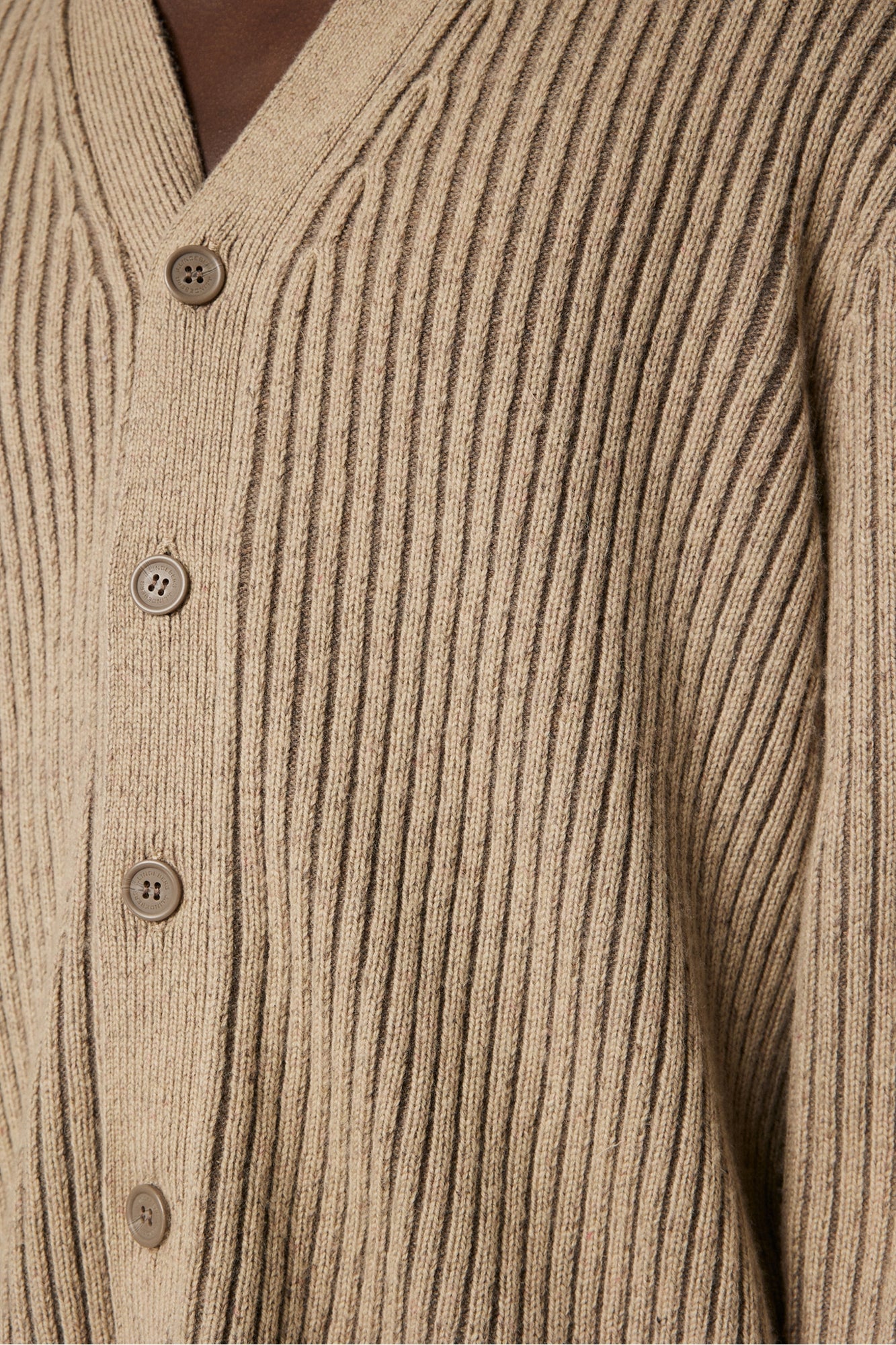 Men | Twin Plated Knit Cardigan | Tiger Brown