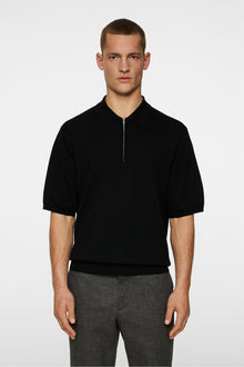 Men | Tyler Quarter Zip Knit Polo | Black