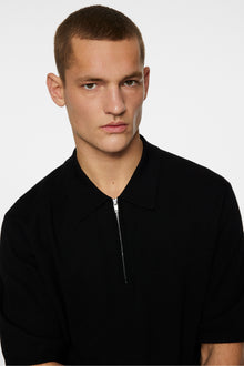 Men | Tyler Quarter Zip Knit Polo | Black