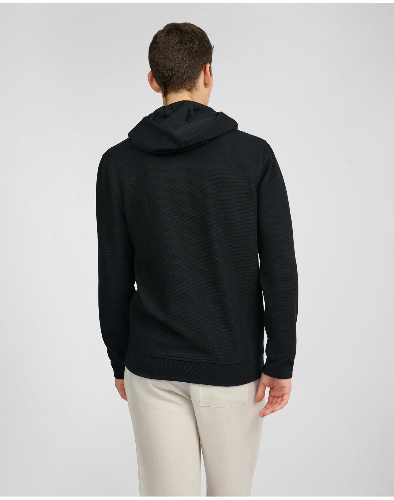 Men | Waffle Half Button Hoodie | Black