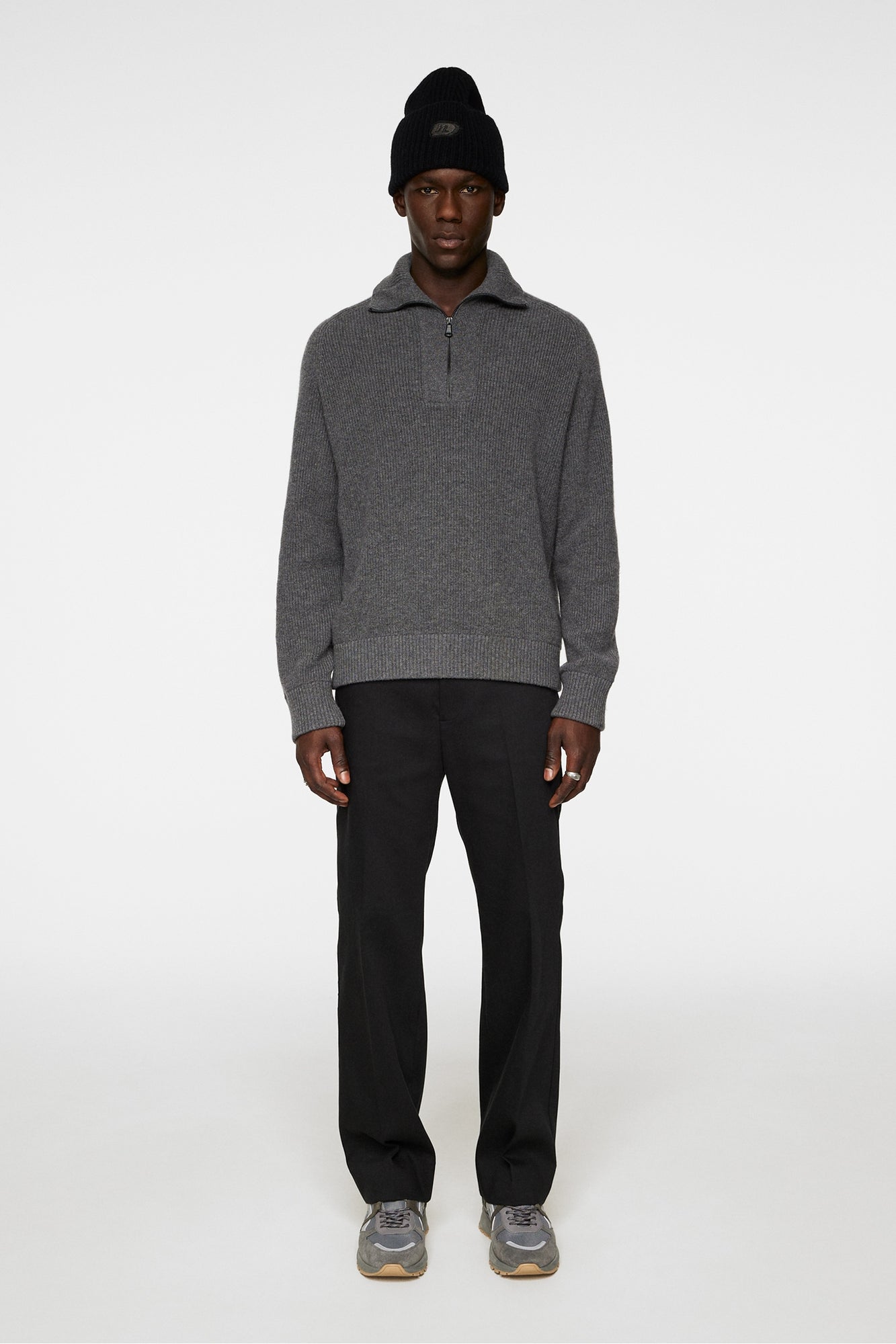 Men | Wilmer Quarter Zip Knit | Mid Grey Melange