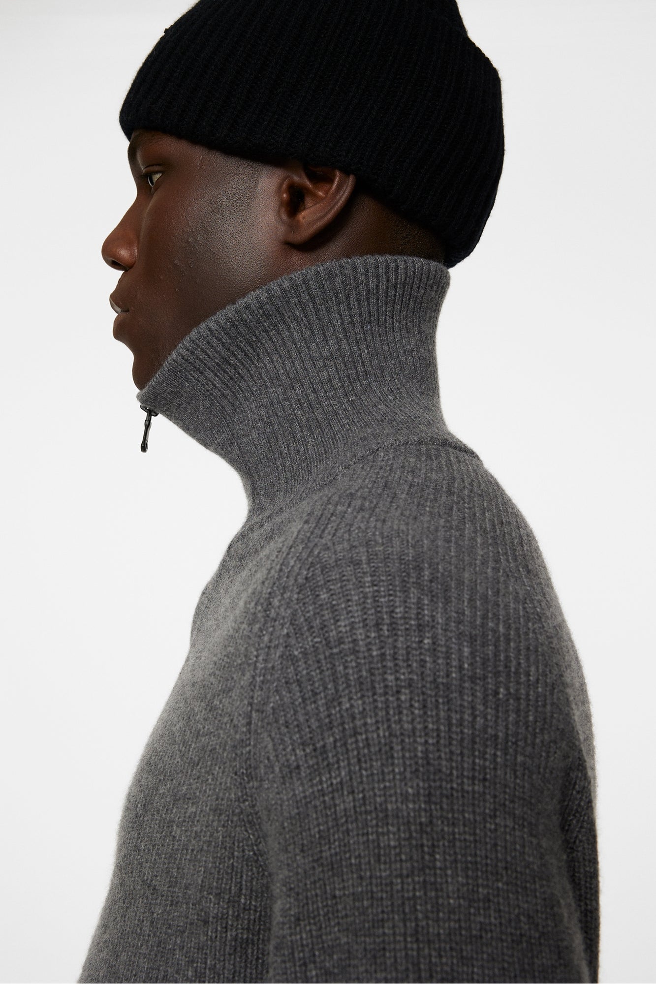 Men | Wilmer Quarter Zip Knit | Mid Grey Melange