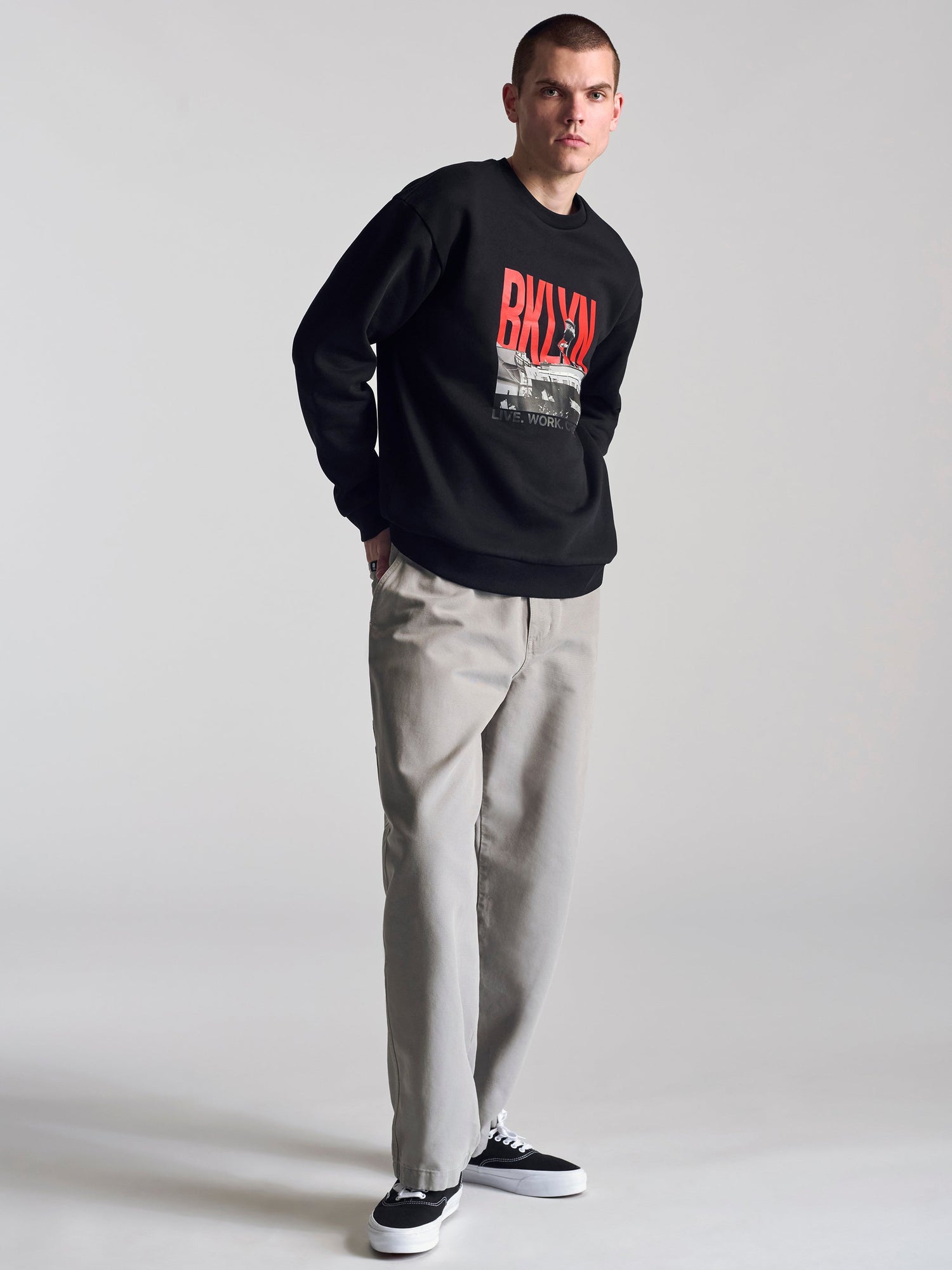 Mens | City Printed Crew Neck Sweatshirt | Black
