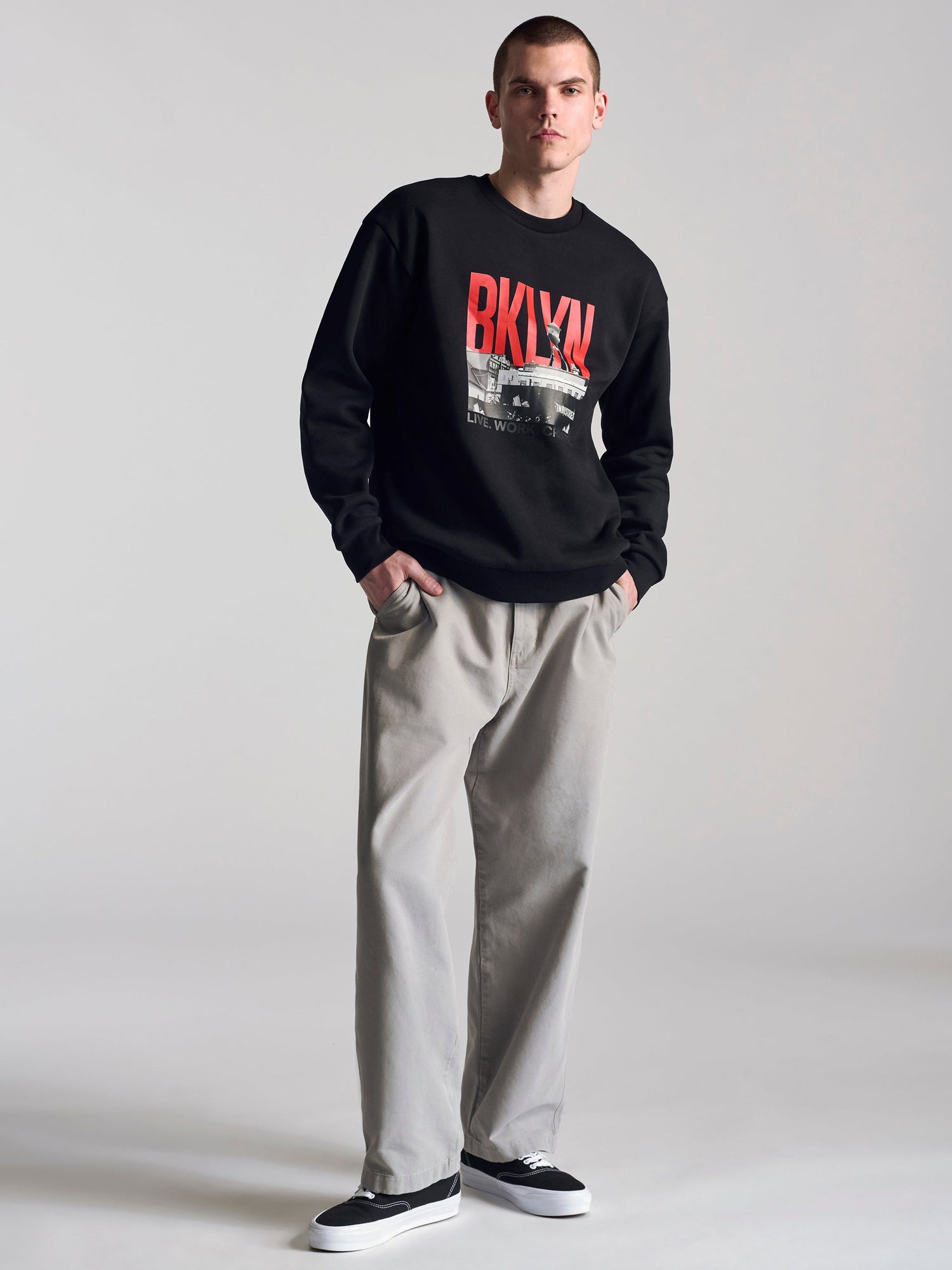 Mens | City Printed Crew Neck Sweatshirt | Black