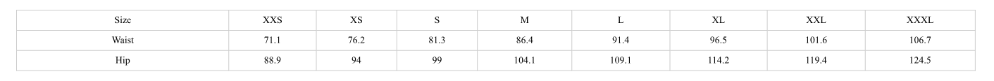 Product size guide