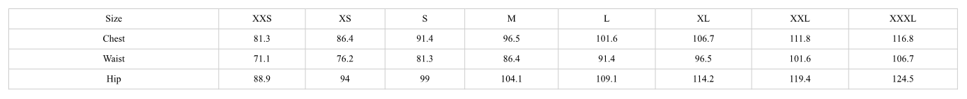 Product size guide