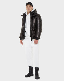 Men | BARONX Leather Down Bomber | Black