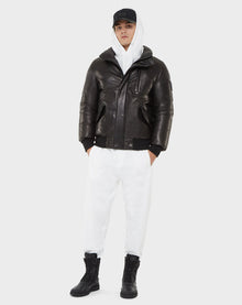 Men | BARONX Leather Down Bomber | Black