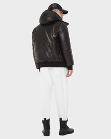 Men | BARONX Leather Down Bomber | Black