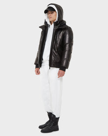 Men | BARONX Leather Down Bomber | Black
