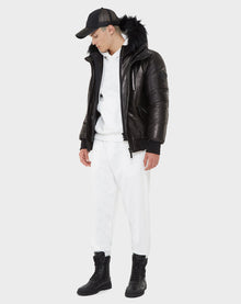 Men | BARONX Leather Down Bomber | Black