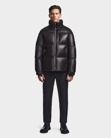 Men | VINCENT X Leather Down Puffer | Black