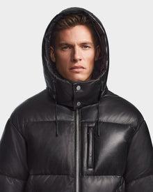 Men | VINCENT X Leather Down Puffer | Black