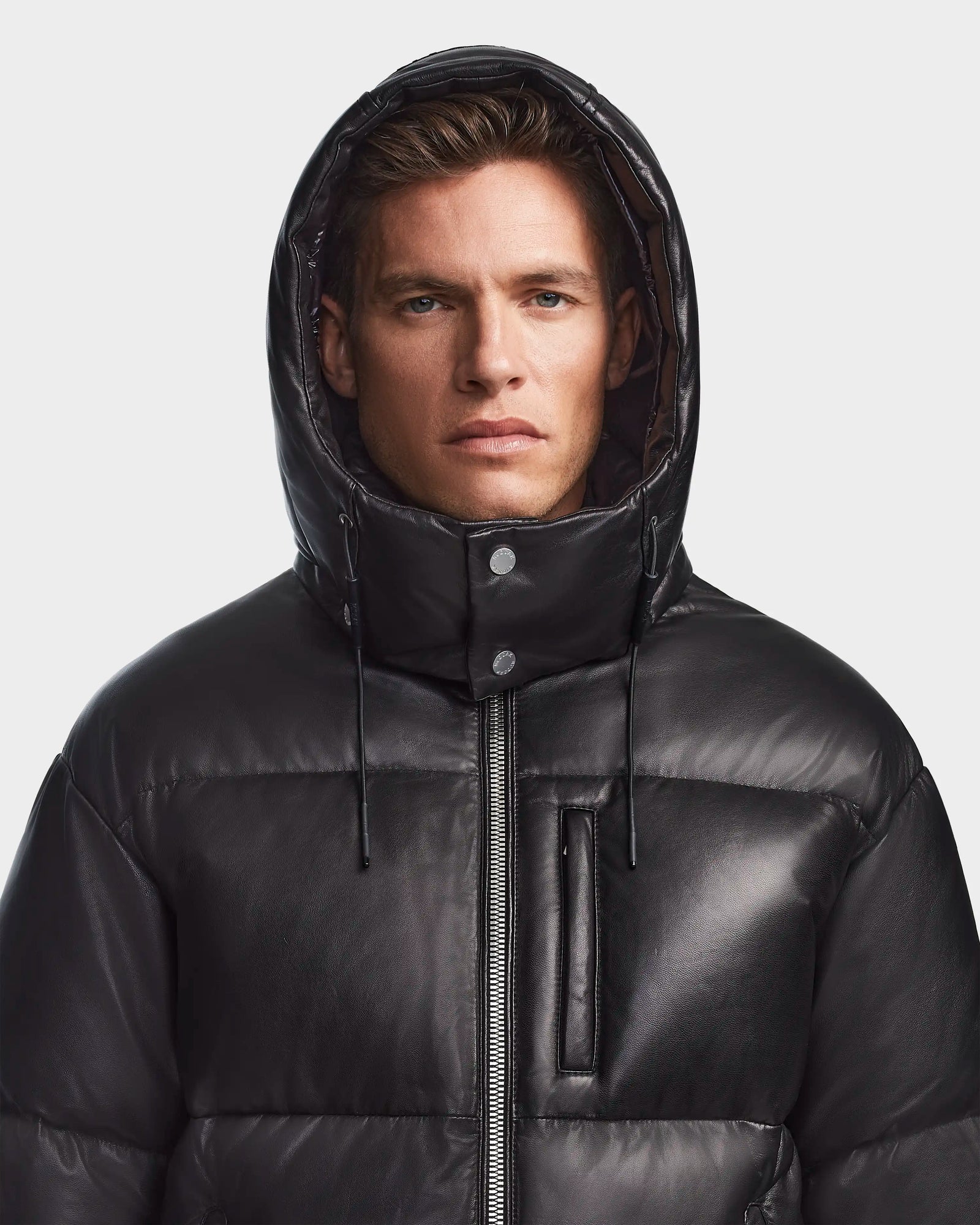 Men | VINCENT X Leather Down Puffer | Black