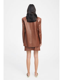 Mercedes | Classic Leather Boxy Blazer | Chocolate