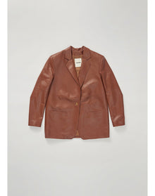 Mercedes | Classic Leather Boxy Blazer | Chocolate