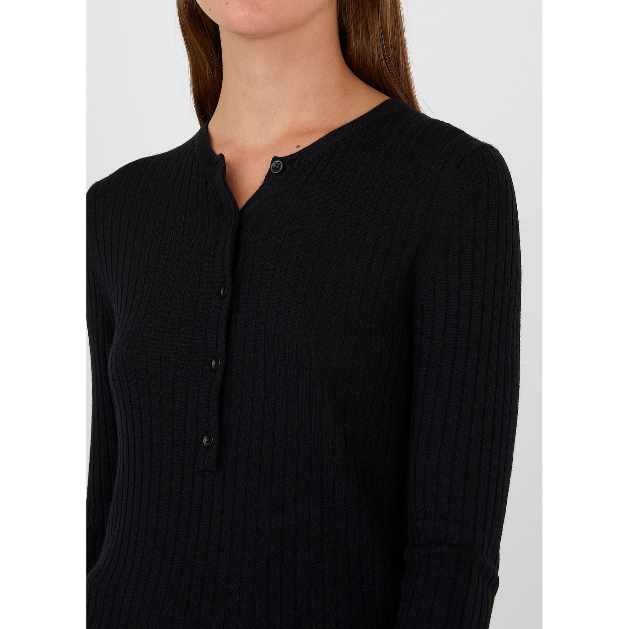 Merino Silk Henley | Women | Black