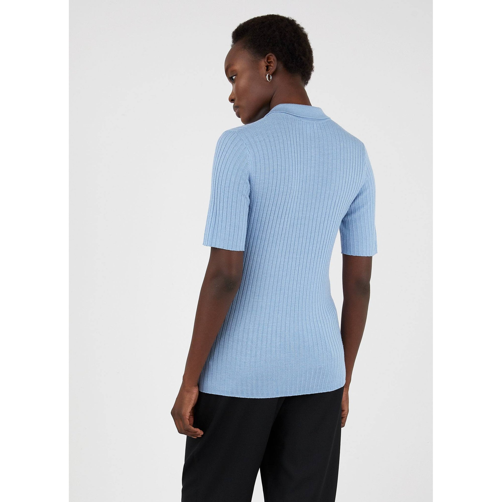 Merino Silk Polo | Women | Blue Mist