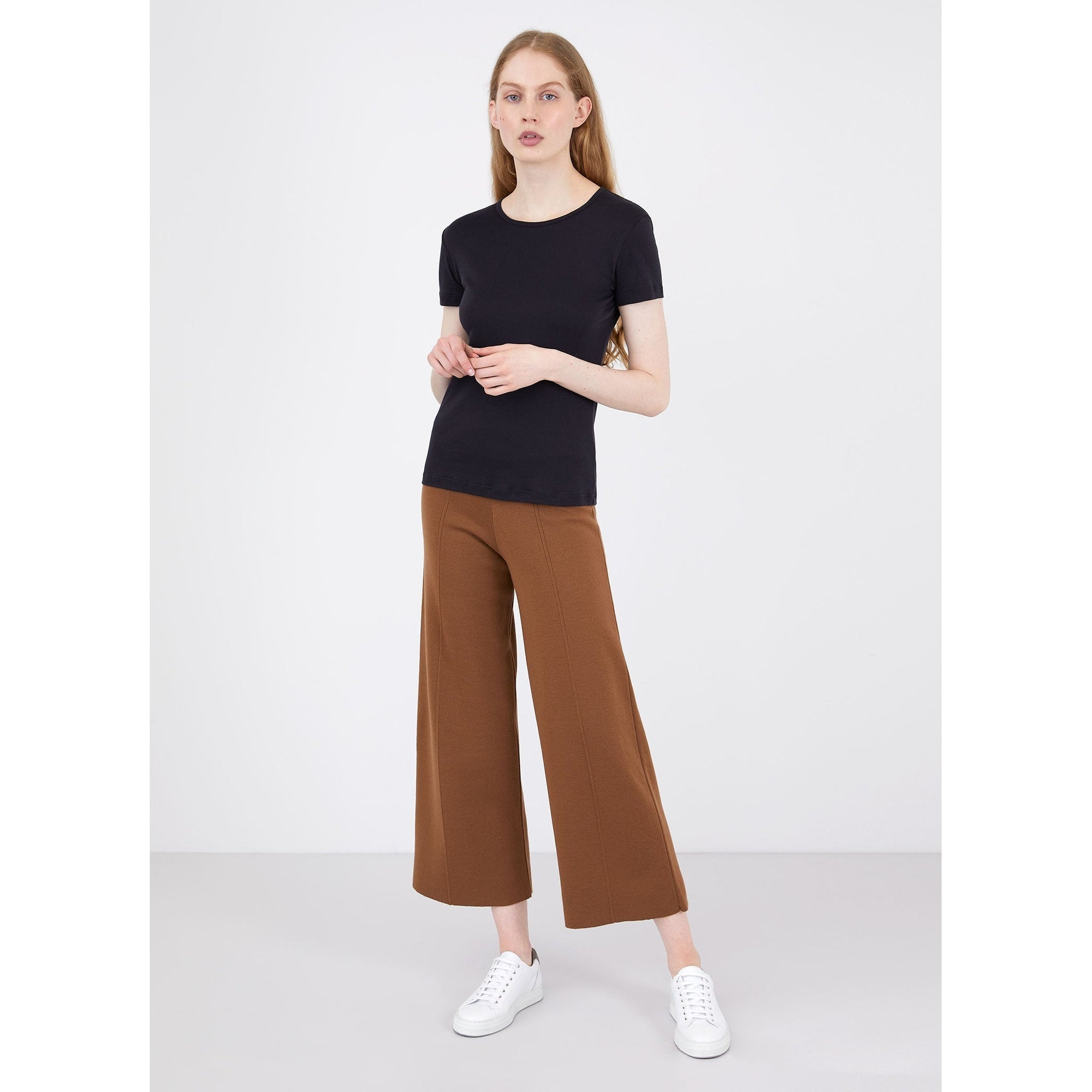 Merino Wide Leg Trouser | Women | Mushroom