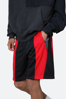 Mesh Paneled Shorts | Black x Red