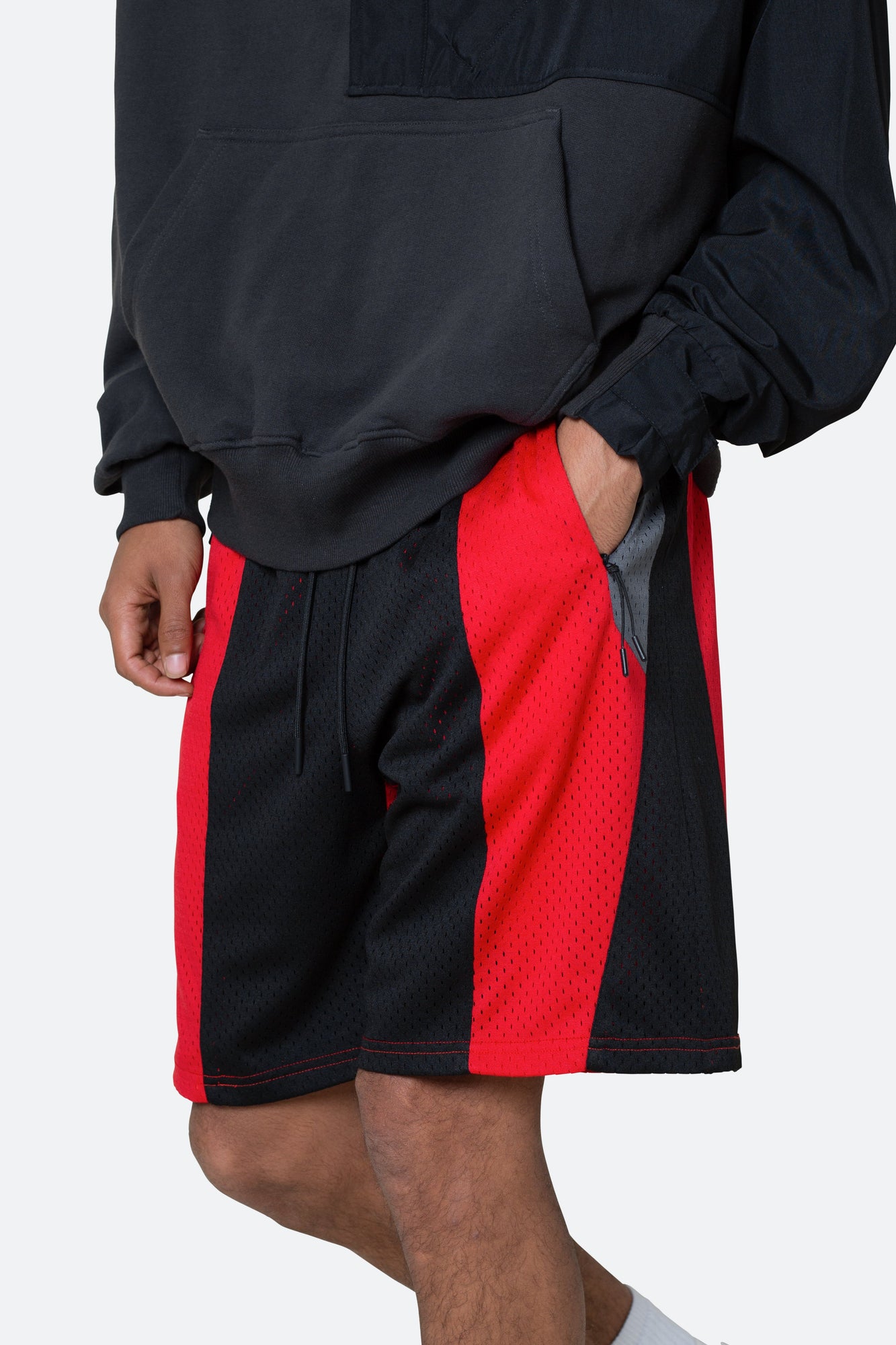 Mesh Paneled Shorts | Black x Red