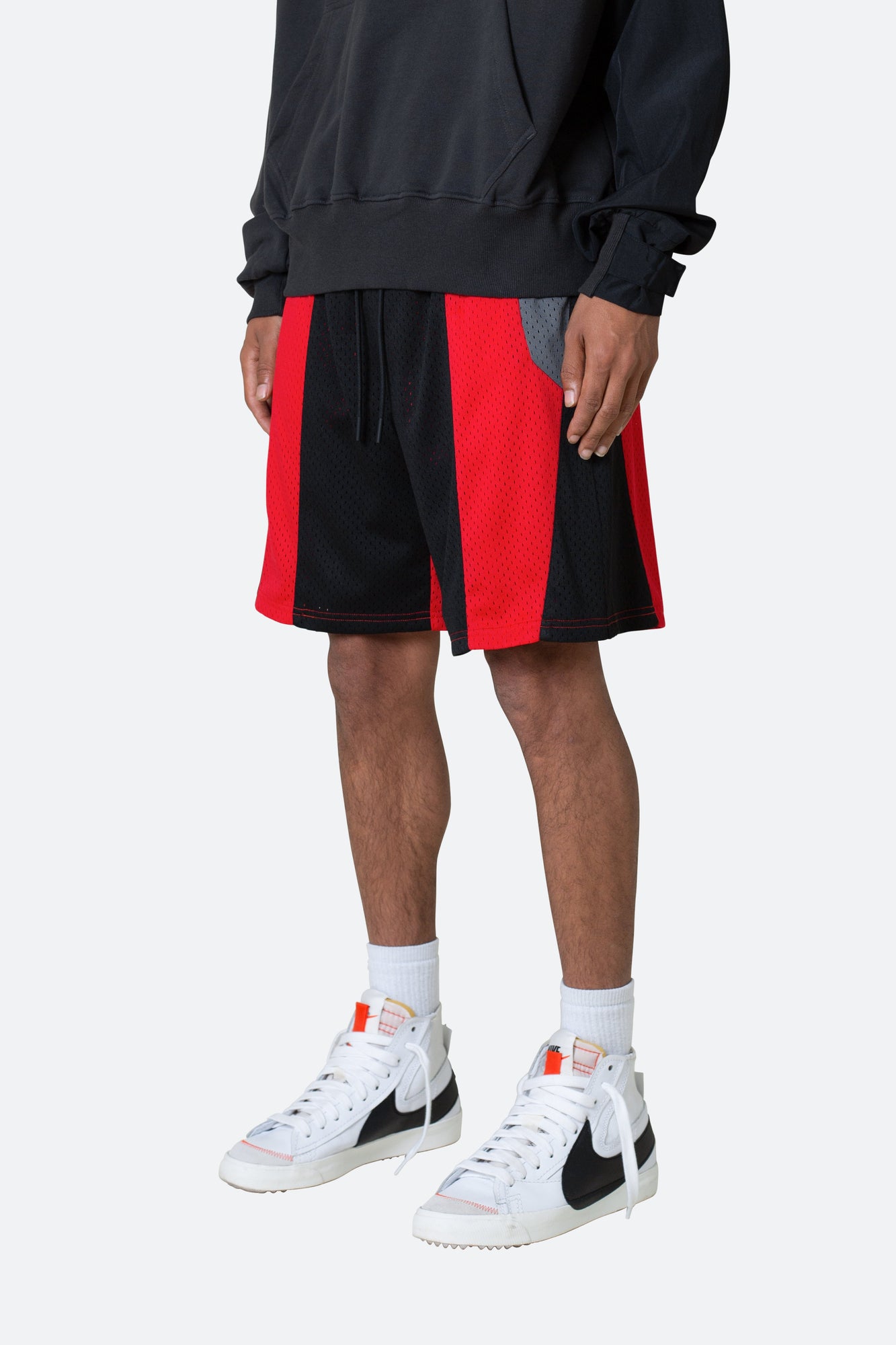 Mesh Paneled Shorts | Black x Red