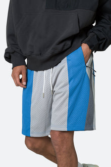 Mesh Paneled Shorts | Blue x Grey