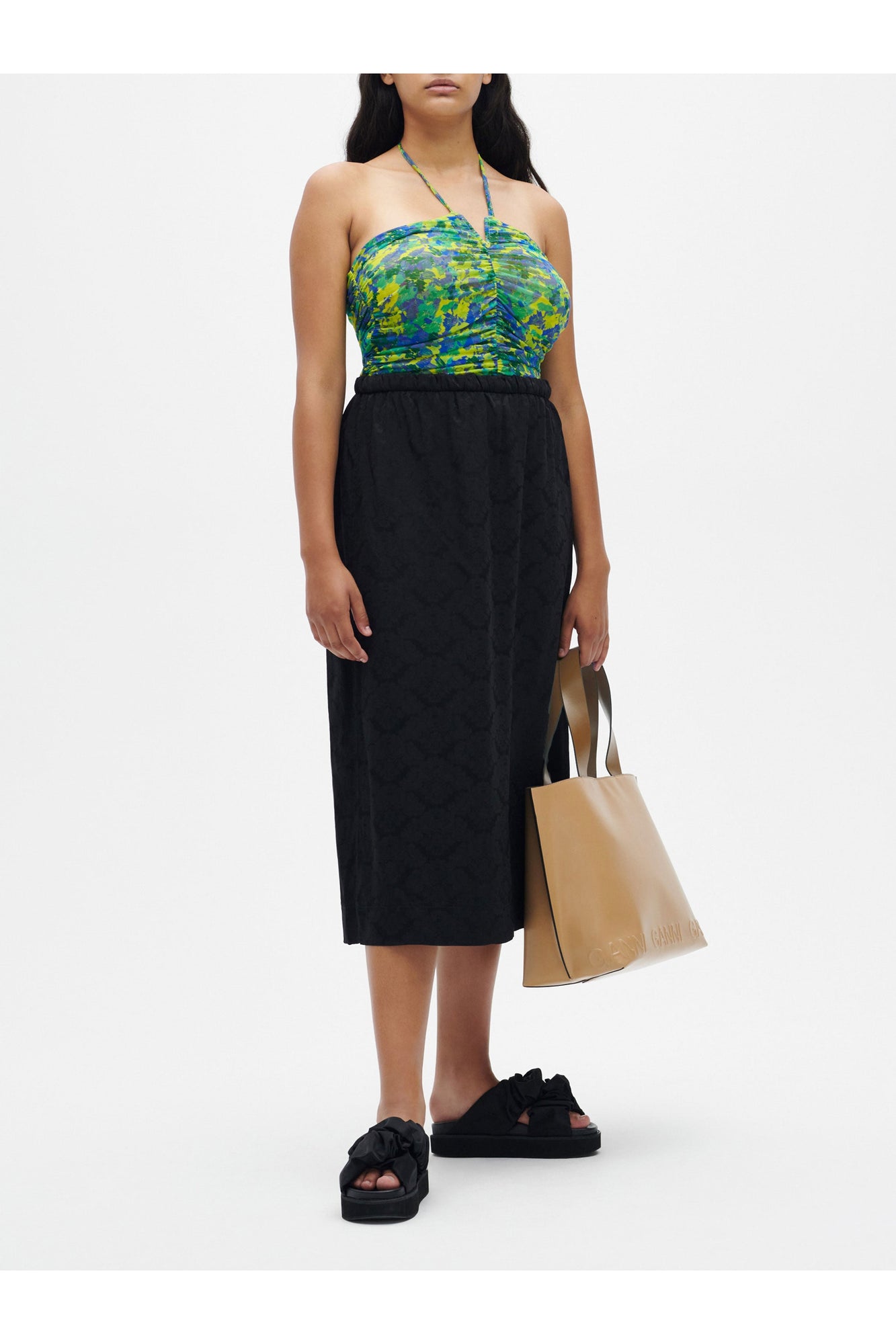 Mesh Ruched Halter Top | Sulphur Spring