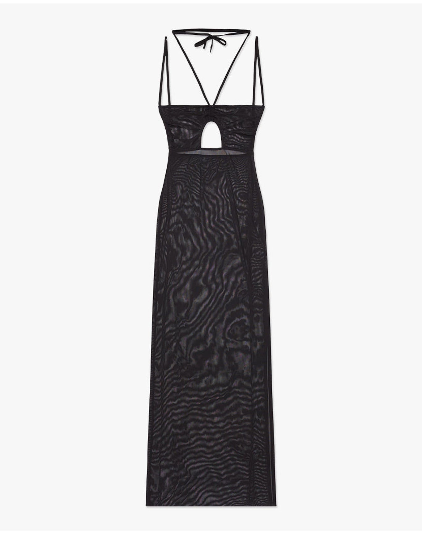 Mesh Strappy Maxi Dress | Black