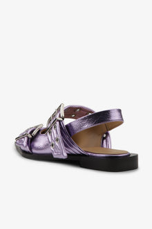 Metallic Feminine Buckle Ballerinas | Pink Lavender