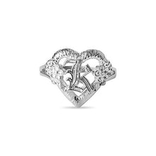 The Cutout Old English Flower Heart Letter Ring | Sterling Silver | Size 8