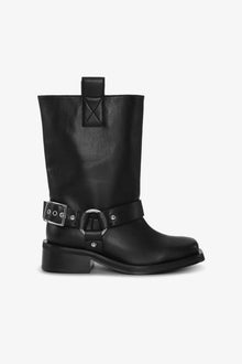 Mid Shaft Biker Boots | Black