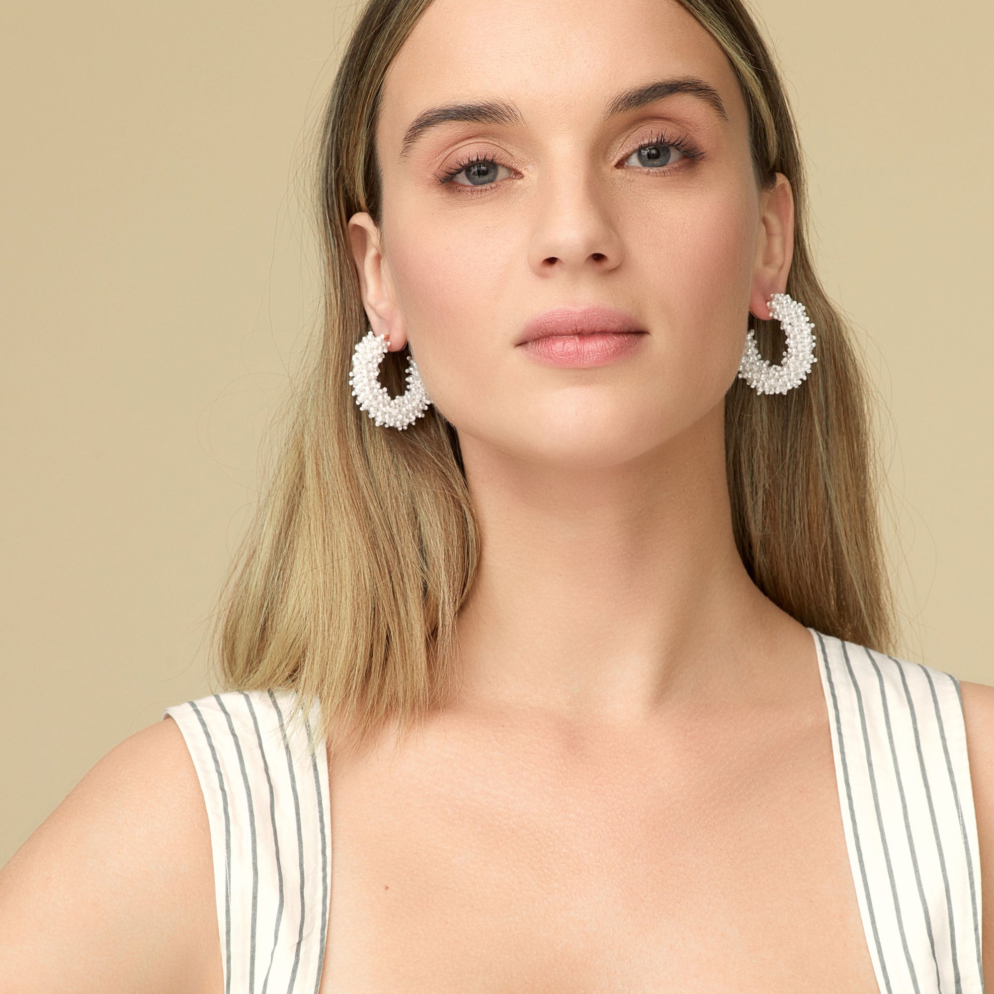 Taylor Mini Hoop Earrings | Freshwater Pearl | 14K Gold Plated Brass